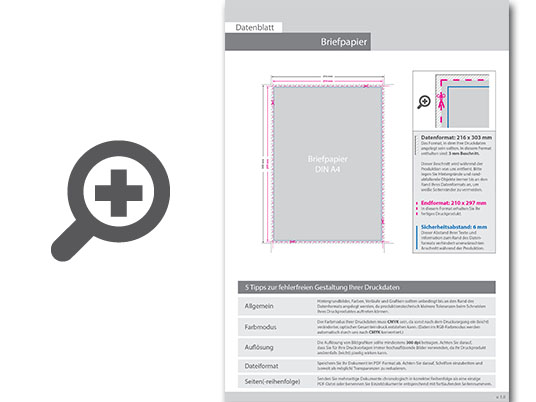 Product Bild briefpapier_din_a4__5_0_farbig__(vorderseite__cmyk_4-farbig_+_1_pantone-sonderfarbe___r__ckseite__unbedruckt)