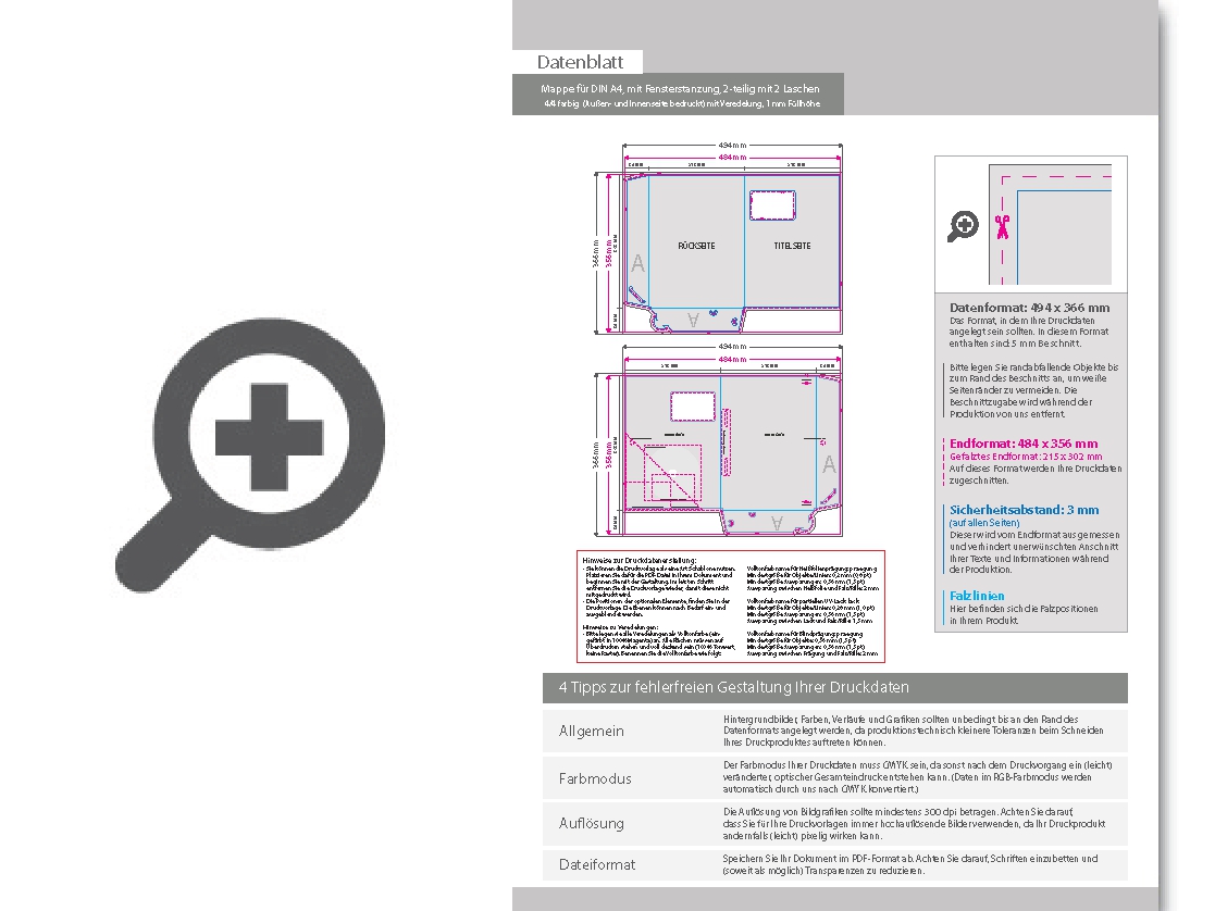 Product Bild mappe_f__r_din_a4__mit_fensterstanzung__2-teilig_mit_2_laschen__4_4_farbig_(au__en-_und_innenseite_bedruckt)__mit_softfeel-folie_und_partieller_uv-lack-veredelung