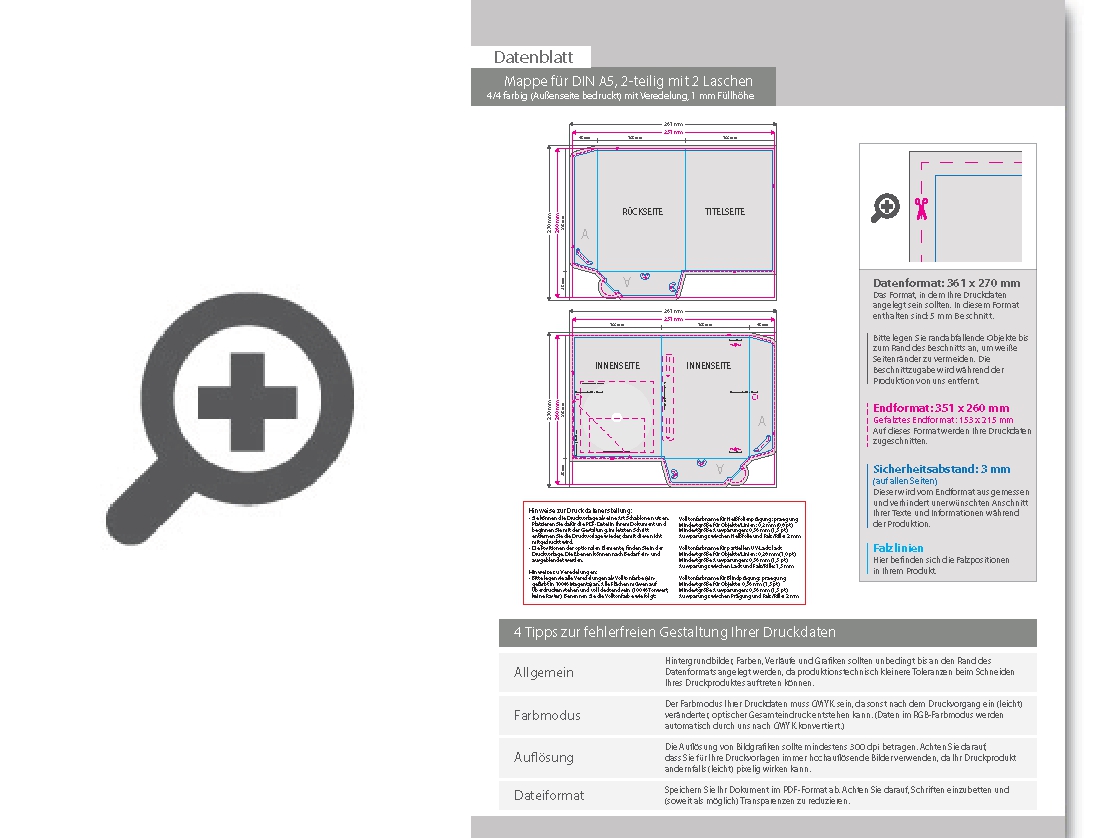 Product Bild mappe_f__r_din_a5__2-teilig_mit_2_laschen__4_4_farbig_(au__en-_und_innenseite_bedruckt)__mit_hei__folienpr__gung_silber