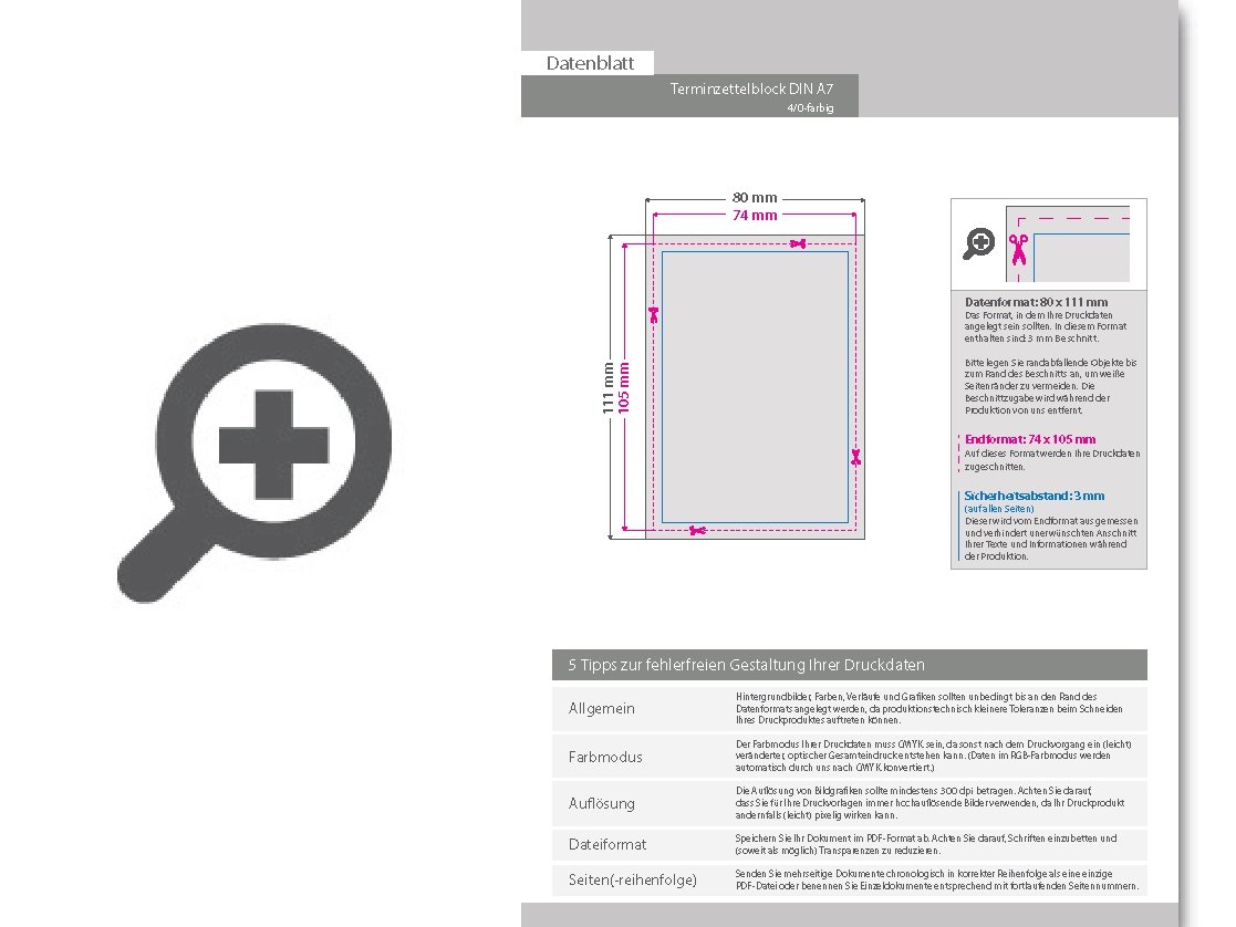 Product Bild terminzettelblock__din_a7__10_blatt__4_0_farbig_einseitig_bedruckt